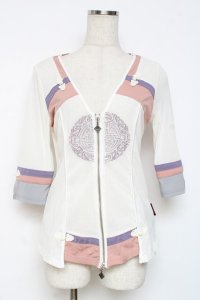 Ozz oneste / チャイナボタンメッシュZIPカーディガン  白 Y-25-12-05-096-OO-TO-SZ-OS