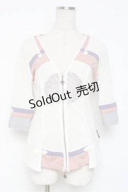 画像1: Ozz oneste / チャイナボタンメッシュZIPカーディガン  白 Y-25-12-05-096-OO-TO-SZ-OS