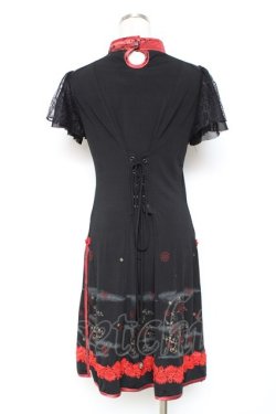 画像2: Ozz oneste / チャイナ風スリットワンピース  赤×黒 Y-25-12-05-101-OO-OP-SZ-ZY