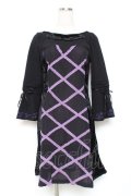 Ozz oneste / サイドベルベットレースデザインワンピース  黒×紫 Y-25-12-05-103-OO-OP-SZ-ZY