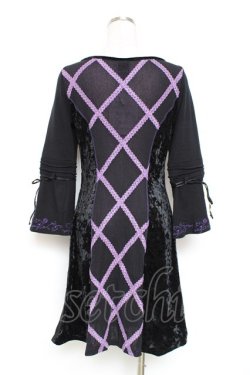 画像2: Ozz oneste / サイドベルベットレースデザインワンピース  黒×紫 Y-25-12-05-103-OO-OP-SZ-ZY
