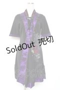 Ozz oneste / 和チャイナワンピース  黒×紫 Y-25-12-05-104-OO-OP-SZ-ZY