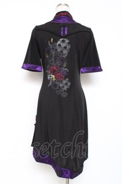 画像2: Ozz oneste / 和チャイナワンピース  黒×紫 Y-25-12-05-104-OO-OP-SZ-ZY