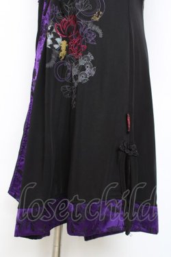 画像3: Ozz oneste / 和チャイナワンピース  黒×紫 Y-25-12-05-104-OO-OP-SZ-ZY