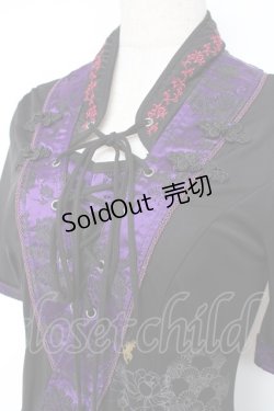 画像4: Ozz oneste / 和チャイナワンピース  黒×紫 Y-25-12-05-104-OO-OP-SZ-ZY