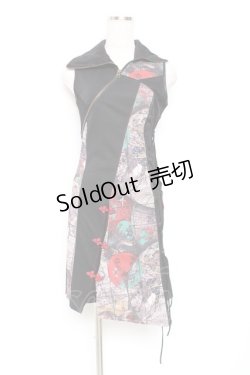 画像1: Ozz Croce / 柄切り替えチャイナチュニック  黒 Y-25-12-05-105-OO-OP-SZ-ZS