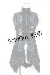 Ozz Croce / 龍プリント2WAYベスト  黒×ブルー Y-25-12-05-106-OO-TO-SZ-ZY