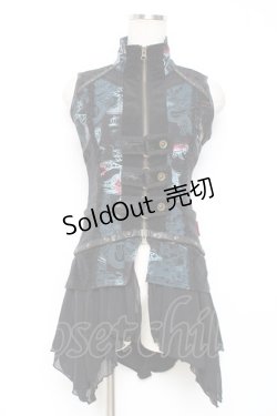 画像1: Ozz Croce / 龍プリント2WAYベスト  黒×ブルー Y-25-12-05-106-OO-TO-SZ-ZY