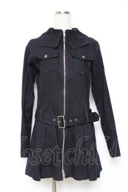 画像1: PEACE NOW / 蜘蛛の巣襟デニムワンピ  黒 Y-25-12-05-108-PU-OP-SZ-ZY