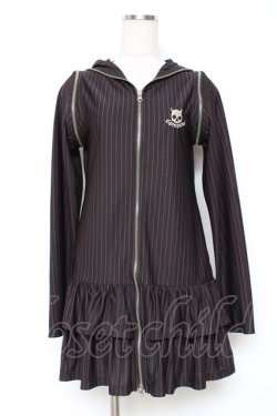 画像1: ALGONQUINS / ストライプネコミミフードパーカー  黒 Y-25-12-05-109-AL-TO-SZ-ZY