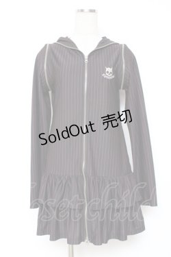 画像1: ALGONQUINS / ストライプネコミミフードパーカー  黒 Y-25-12-05-109-AL-TO-SZ-ZY