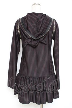 画像2: ALGONQUINS / ストライプネコミミフードパーカー  黒 Y-25-12-05-109-AL-TO-SZ-ZY