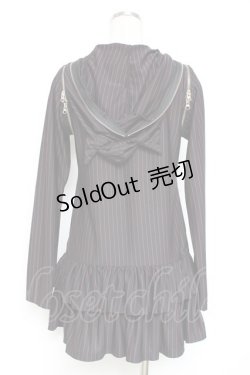 画像2: ALGONQUINS / ストライプネコミミフードパーカー  黒 Y-25-12-05-109-AL-TO-SZ-ZY