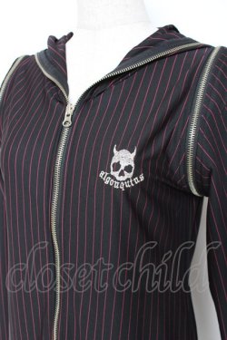 画像4: ALGONQUINS / ストライプネコミミフードパーカー  黒 Y-25-12-05-109-AL-TO-SZ-ZY