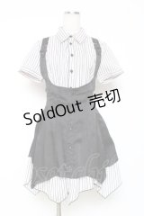 ALGONQUINS / 重ね着ストライプチュニ  黒 Y-25-12-05-112-AL-OP-SZ-ZY