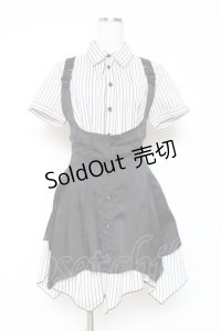 ALGONQUINS / 重ね着ストライプチュニ  黒 Y-25-12-05-112-AL-OP-SZ-ZY