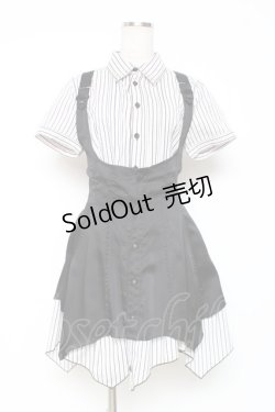 画像1: ALGONQUINS / 重ね着ストライプチュニ  黒 Y-25-12-05-112-AL-OP-SZ-ZY