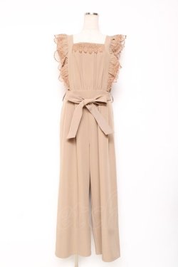 画像1: axes femme / フリル×レースサロペット M キャメル Y-25-12-05-115-AX-OP-SZ-ZY