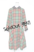 Jane Marple / 別珍衿のタータンワンピース M グリーン Y-25-12-05-121-JM-OP-SZ-ZY