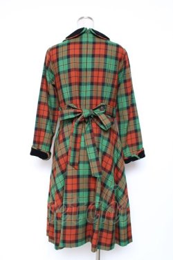 画像2: Jane Marple / 別珍衿のタータンワンピース M グリーン Y-25-12-05-121-JM-OP-SZ-ZY