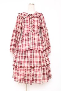 axes femme POETIQUE / ティアードフリルセーラーワンピース M 赤 Y-25-12-05-125-AX-OP-SZ-ZY