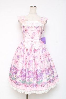 画像1: Angelic Pretty / Lacy Pansyジャンパースカート  ピンク Y-25-12-05-127-AP-OP-SZ-ZY