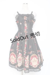 ALICE and the PIRATES / いばらうさぎのペイサージュ柄ジャンパースカートII  黒 Y-25-12-05-128-PA-OP-SZ-ZY