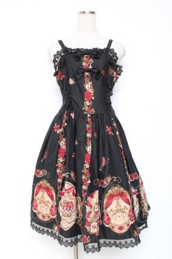 画像1: ALICE and the PIRATES / いばらうさぎのペイサージュ柄ジャンパースカートII  黒 Y-25-12-05-128-PA-OP-SZ-ZY