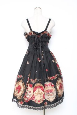 画像2: ALICE and the PIRATES / いばらうさぎのペイサージュ柄ジャンパースカートII  黒 Y-25-12-05-128-PA-OP-SZ-ZY