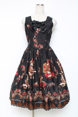 画像1: ALICE and the PIRATES / ワンダーラビットのマジカルトランプティーパーティ柄ジャンパースカートセット  黒 Y-25-12-05-130-PA-OP-SZ-ZY