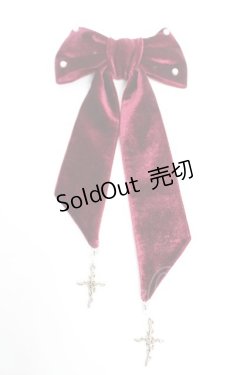 画像1: LOLITA / ベロアリボンクリップブローチ  ワイン Y-25-12-05-003-LO-ZA-SZ-ZY