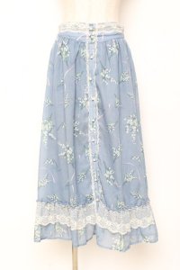 axes femme / すずらん柄前ボタンスカート M サックス Y-25-12-05-151-AX-SK-SZ-ZY