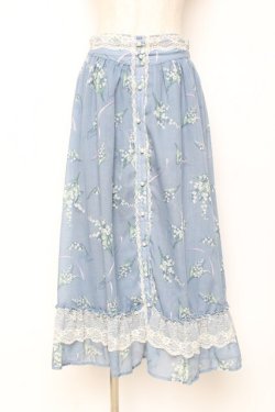 画像1: axes femme / すずらん柄前ボタンスカート M サックス Y-25-12-05-151-AX-SK-SZ-ZY