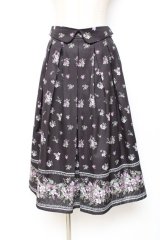 axes femme / すみれ柄サス付スカート M 黒 Y-25-12-05-152-AX-SK-SZ-ZY