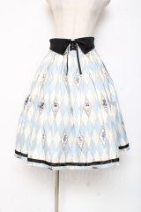 axes femme kawaii / ダイヤ柄襟付きスカート M サックス Y-25-12-05-153-AX-SK-SZ-ZY