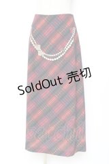 Franche Lippee / タータンチェック×パールチェーンptスカート M 赤 Y-25-12-05-154-LO-SK-SZ-ZY
