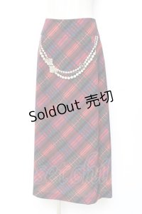Franche Lippee / タータンチェック×パールチェーンptスカート M 赤 Y-25-12-05-154-LO-SK-SZ-ZY