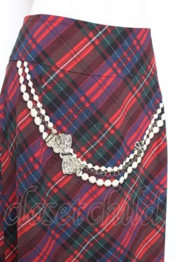 画像3: Franche Lippee / タータンチェック×パールチェーンptスカート M 赤 Y-25-12-05-154-LO-SK-SZ-ZY