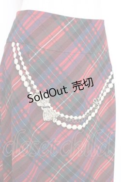 画像3: Franche Lippee / タータンチェック×パールチェーンptスカート M 赤 Y-25-12-05-154-LO-SK-SZ-ZY