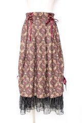 axes femme / ブロッサム柄ドロストスカート  ブラウン Y-25-12-05-156-AX-SK-SZ-ZI