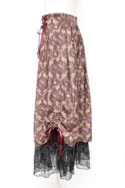 画像2: axes femme / ブロッサム柄ドロストスカート  ブラウン Y-25-12-05-156-AX-SK-SZ-ZY