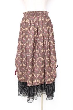 画像3: axes femme / ブロッサム柄ドロストスカート  ブラウン Y-25-12-05-156-AX-SK-SZ-ZY