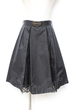 画像1: axes femme / ベルト付きレース切替スカート M 黒 Y-25-12-05-159-AX-SK-SZ-ZY