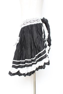 画像2: ALICE and the PIRATES / アリスのローンフリルエプロン  黒 Y-25-12-05-160-PA-SK-SZ-ZY