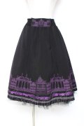 OZZ ANGELO / アイアンゲート柄リバーシブルスカート  黒×紫 Y-25-12-05-162-OO-SK-SZ-ZY