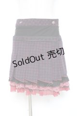 Ozz Croce / チェック柄裾プリーツスカート  赤×黒 Y-25-12-05-164-OO-SK-SZ-ZY