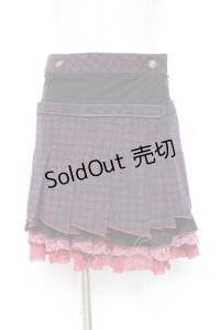 Ozz Croce / チェック柄裾プリーツスカート  赤×黒 Y-25-12-05-164-OO-SK-SZ-ZY