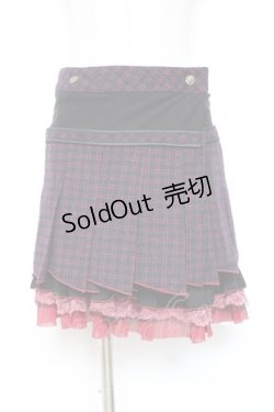 画像1: Ozz Croce / チェック柄裾プリーツスカート  赤×黒 Y-25-12-05-164-OO-SK-SZ-ZY