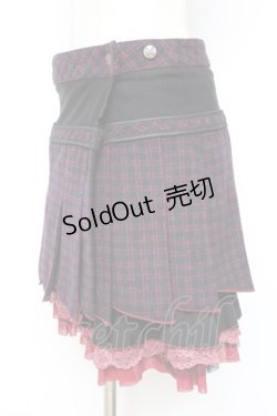 画像2: Ozz Croce / チェック柄裾プリーツスカート  赤×黒 Y-25-12-05-164-OO-SK-SZ-ZY