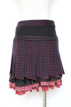 画像3: Ozz Croce / チェック柄裾プリーツスカート  赤×黒 Y-25-12-05-164-OO-SK-SZ-ZY